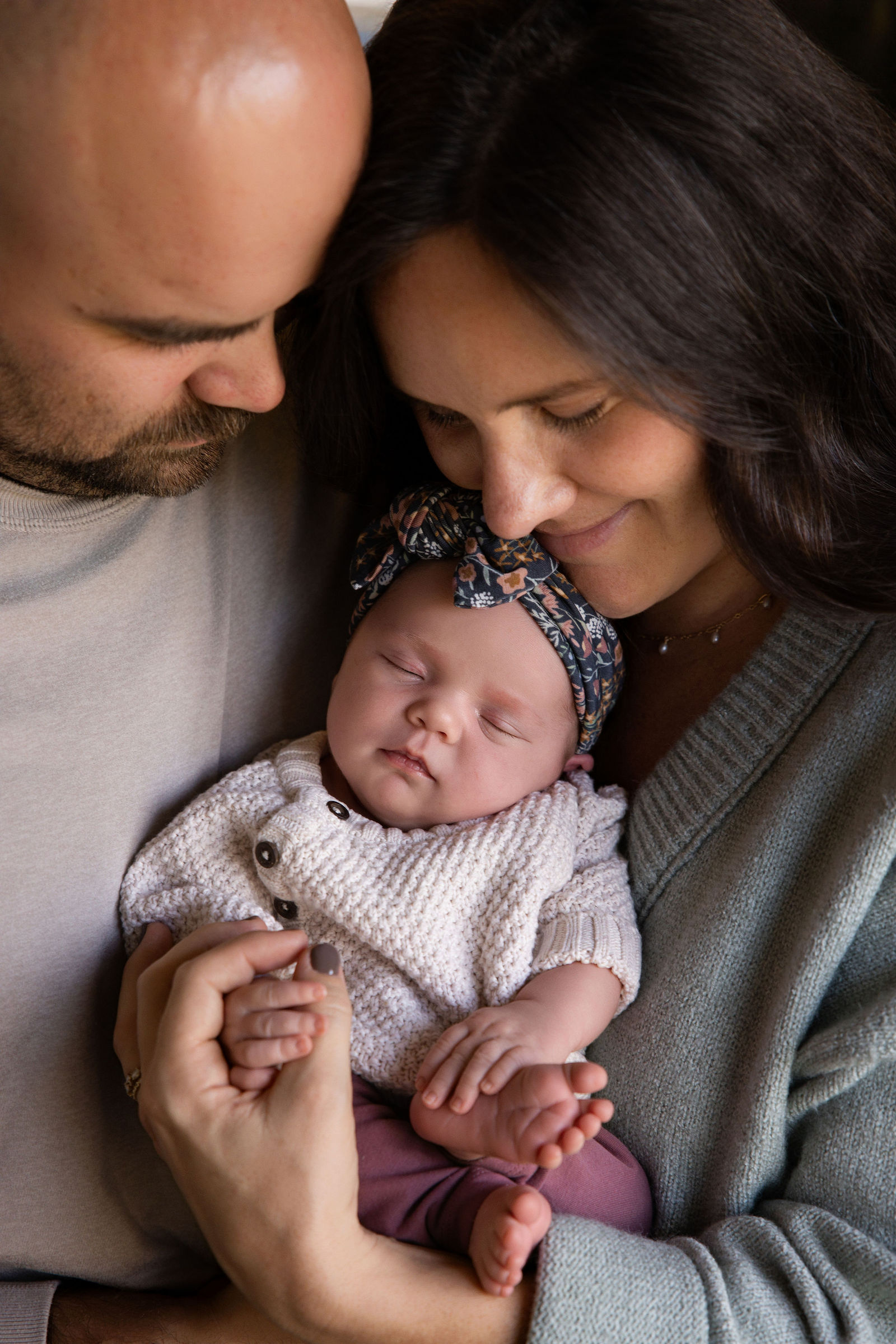 In-home newborn session in Layton Utah with soft natural window light