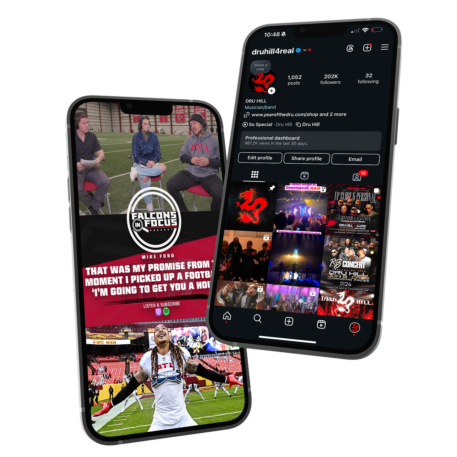 Social media content on phone