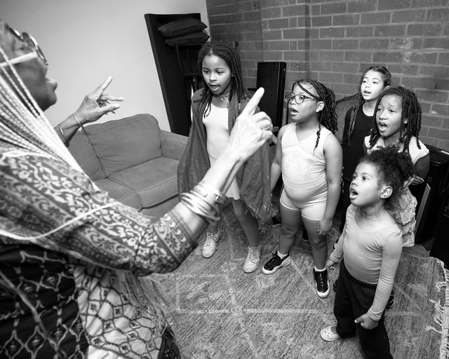 Young performers on stage