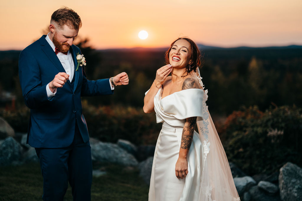 Samantha and McCallum dancing at sunset