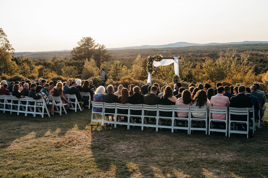 The ceremony glowing at sunset