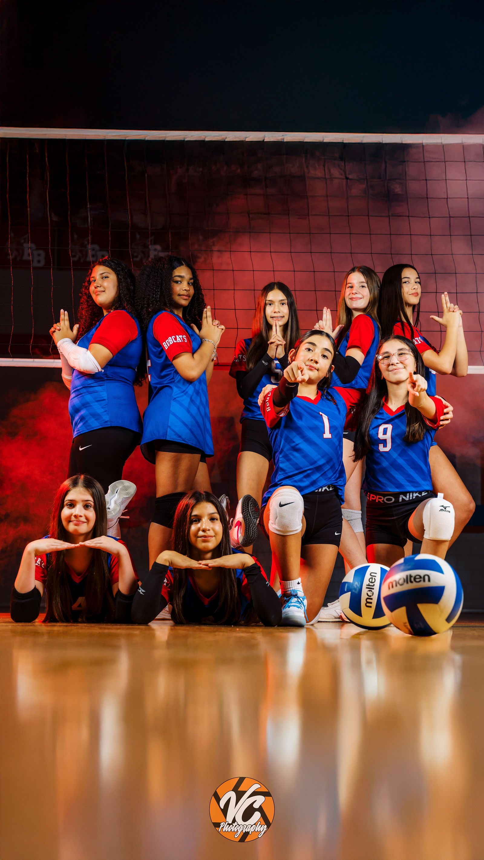 Final cinematic Barton Middle School volleyball media day portrait created by VC Photography in Kyle Texas