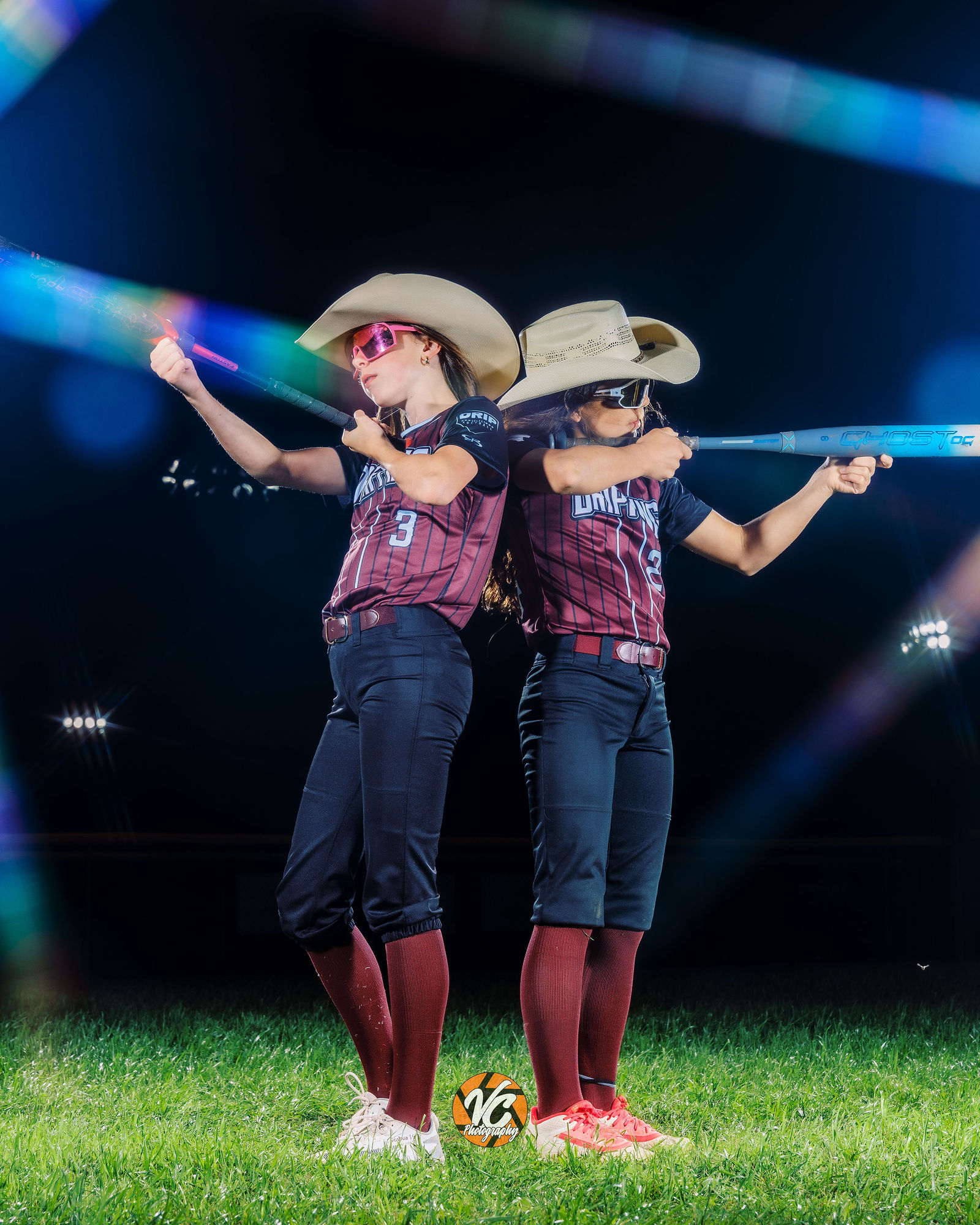Central Texas club softball media day portrait with bold athlete posing