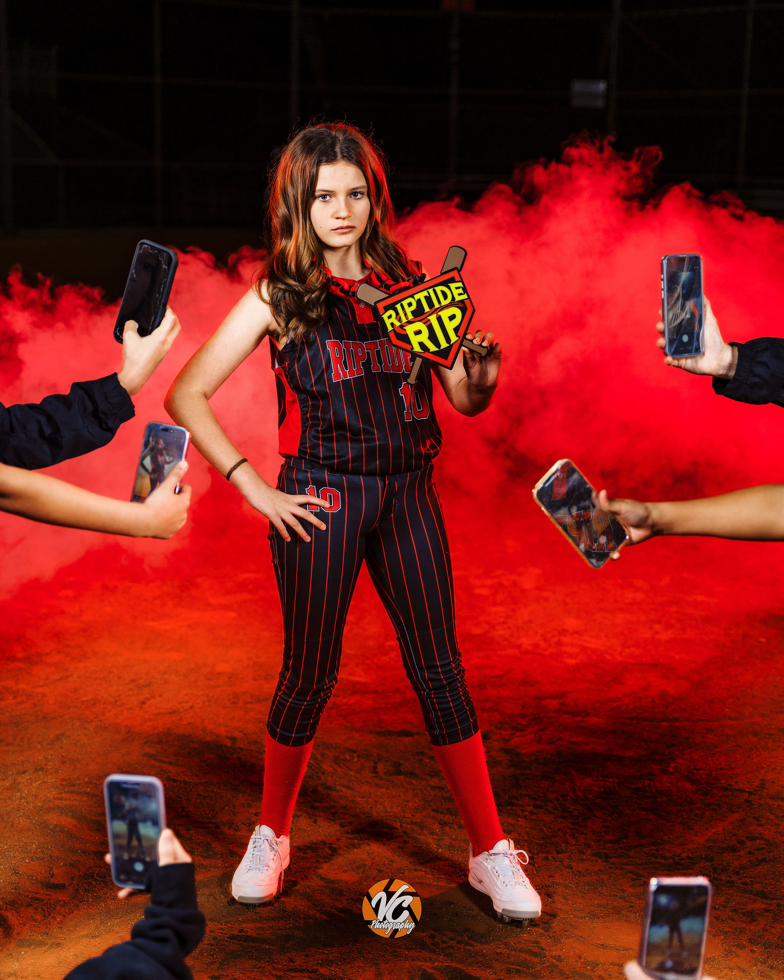 Cinematic club softball portrait near Austin Texas by VC Photography