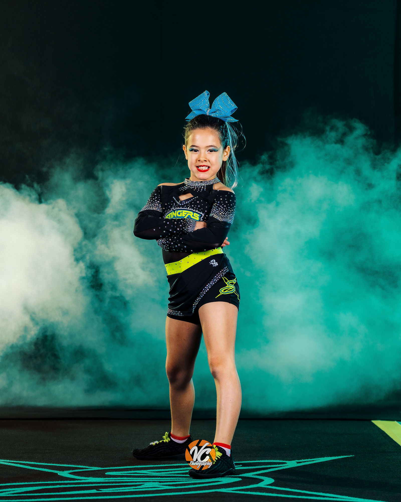 Stinger Cheer media day portrait in San Marcos by Austin sports photographer VC Photography
