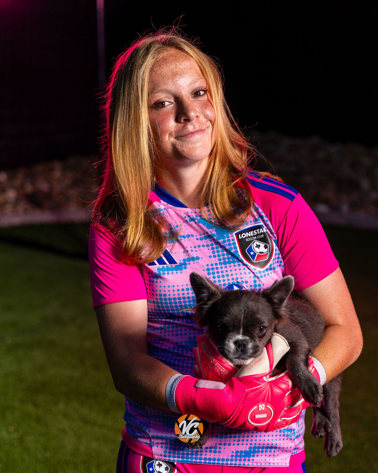 Austin club soccer player Alex Andrews showing confidence and personality in an athlete branding image