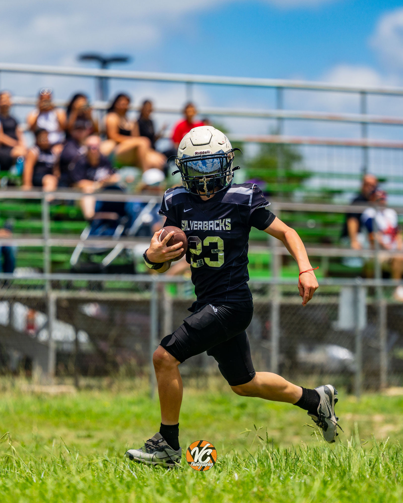 SilverBacks football athlete in motion during Central Texas championship game