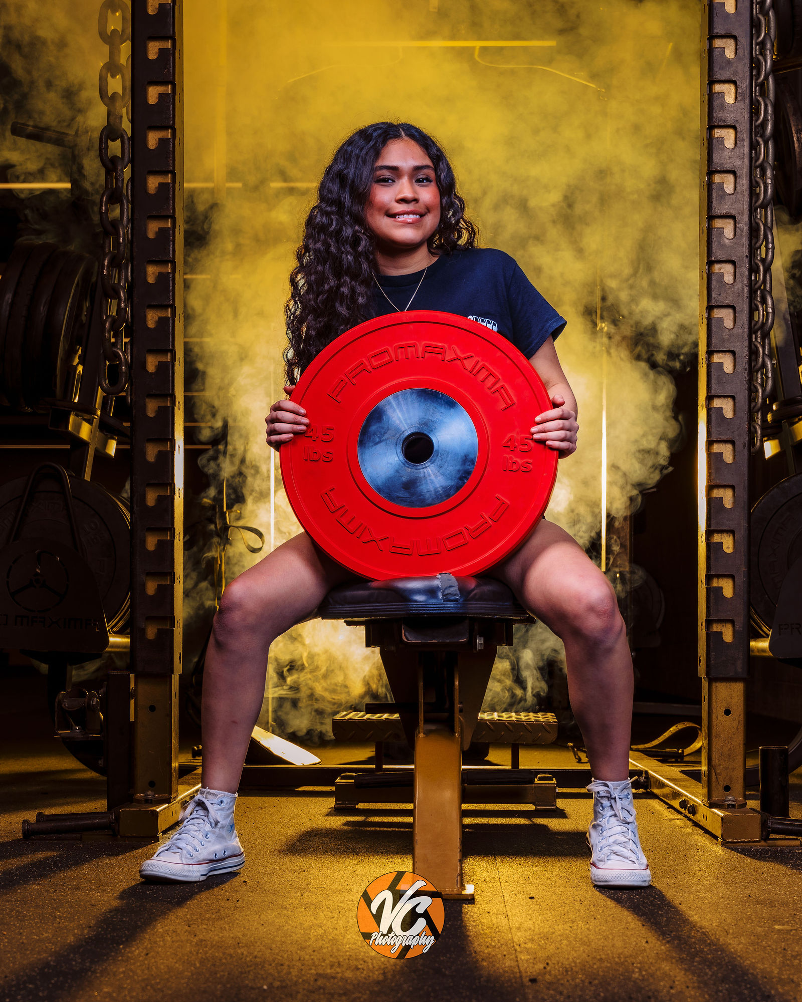 Johnson Jaguars powerlifting athlete portrait during media day in Buda Texas