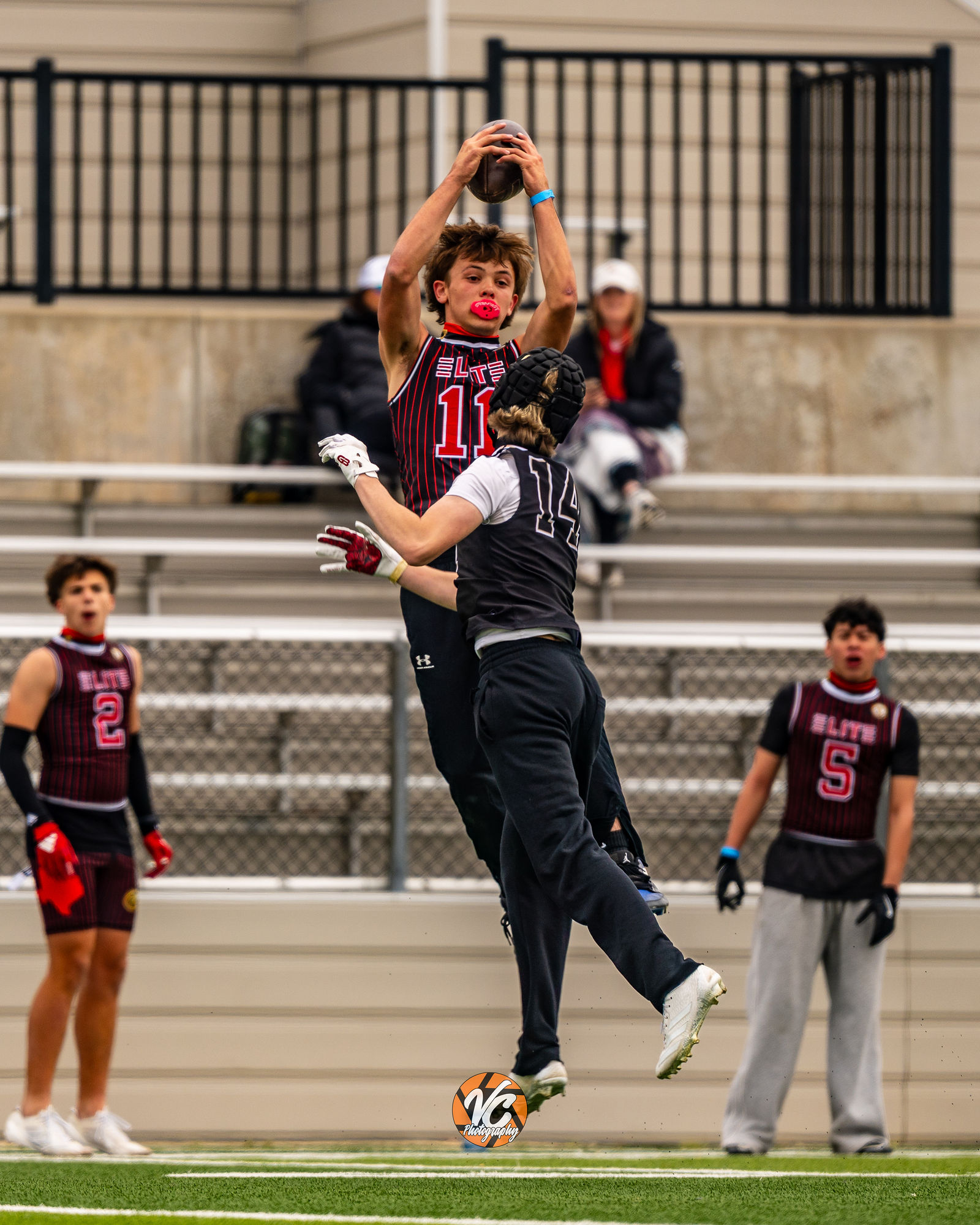 7v7 football athlete in action at Rattler Stadium
