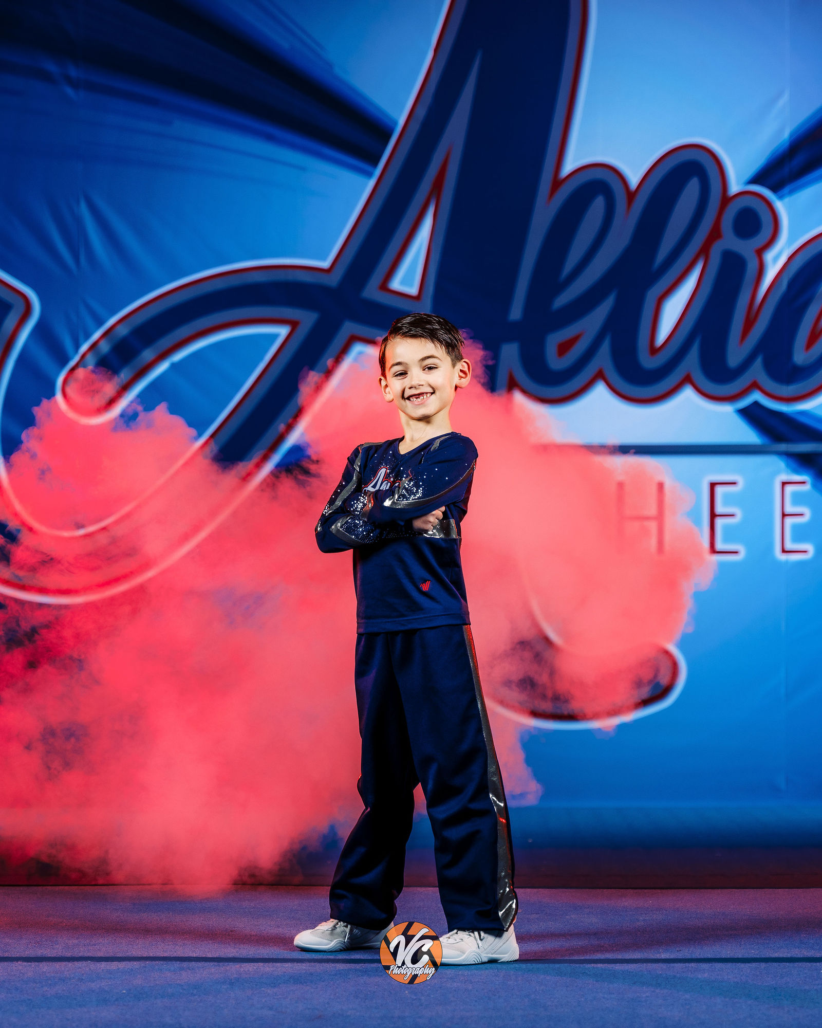Cinematic cheer athlete portrait for Alliance Cheer in Central Texas