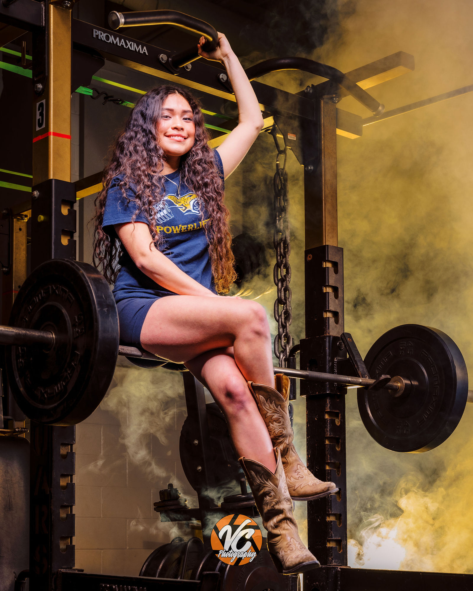 Austin area sports photographer creating cinematic high school powerlifting portraits