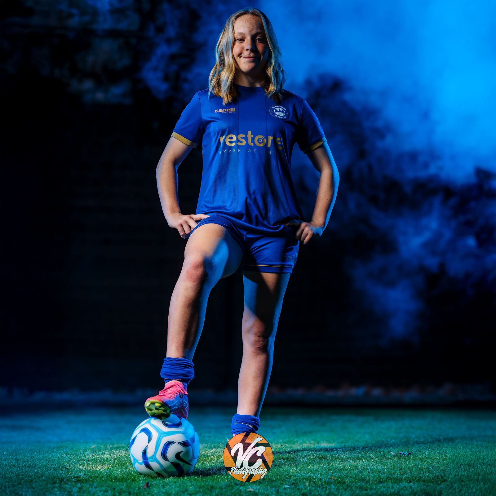 Murchison Middle School soccer athlete portrait in NW Hills Austin Texas