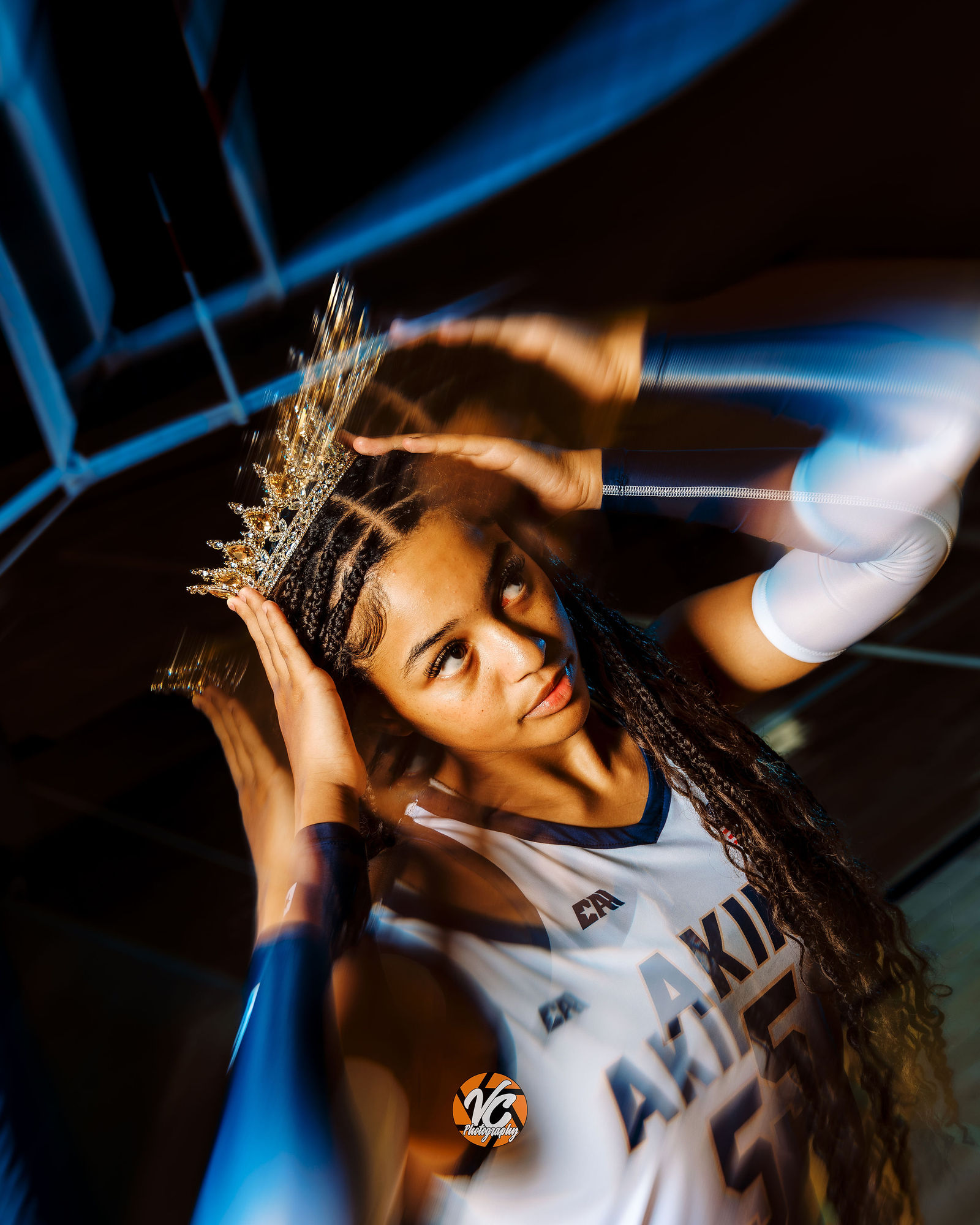 Professional volleyball media day portrait for the Akins Eagles at Akins High School