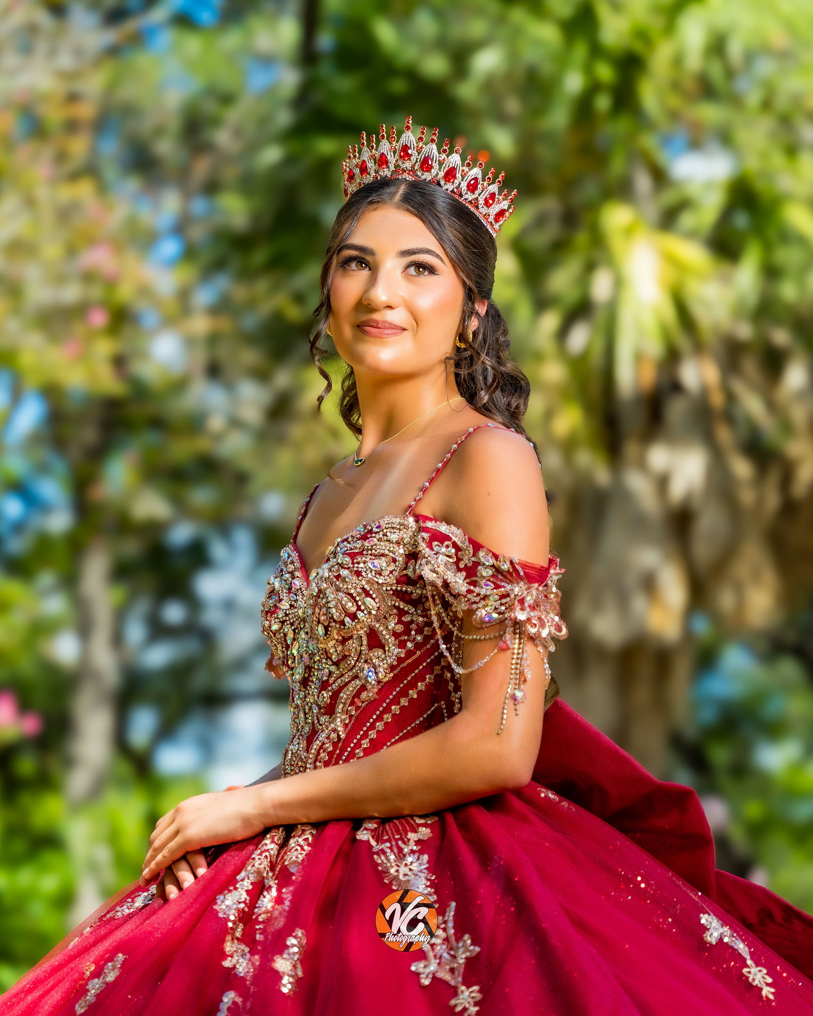 Quinceañera save-the-date portrait photographed by VC Photography in Central Texas