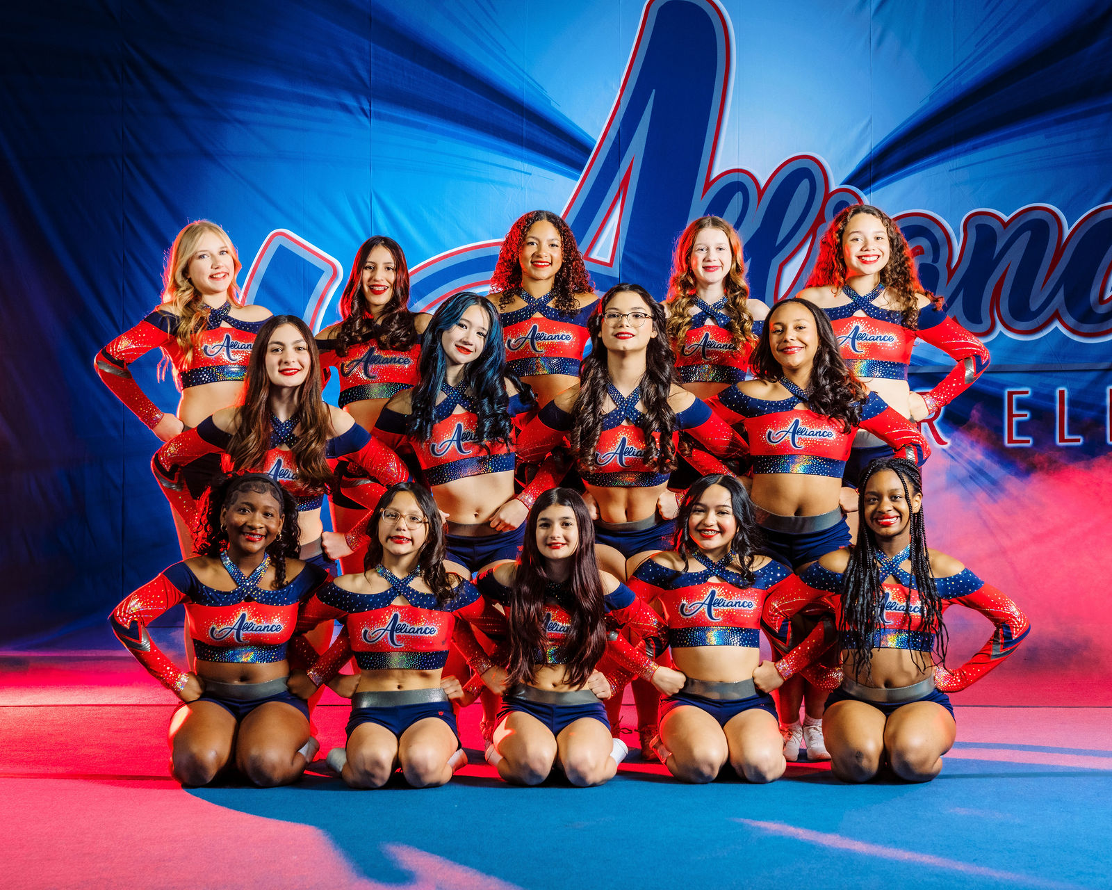 Alliance Cheer athlete media day image with bold sports portrait styling