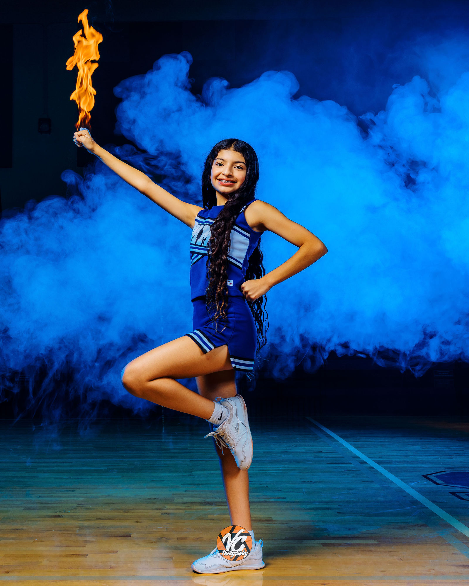 McCormick Middle School Tigers cheer media day team energy portrait in Central Texas