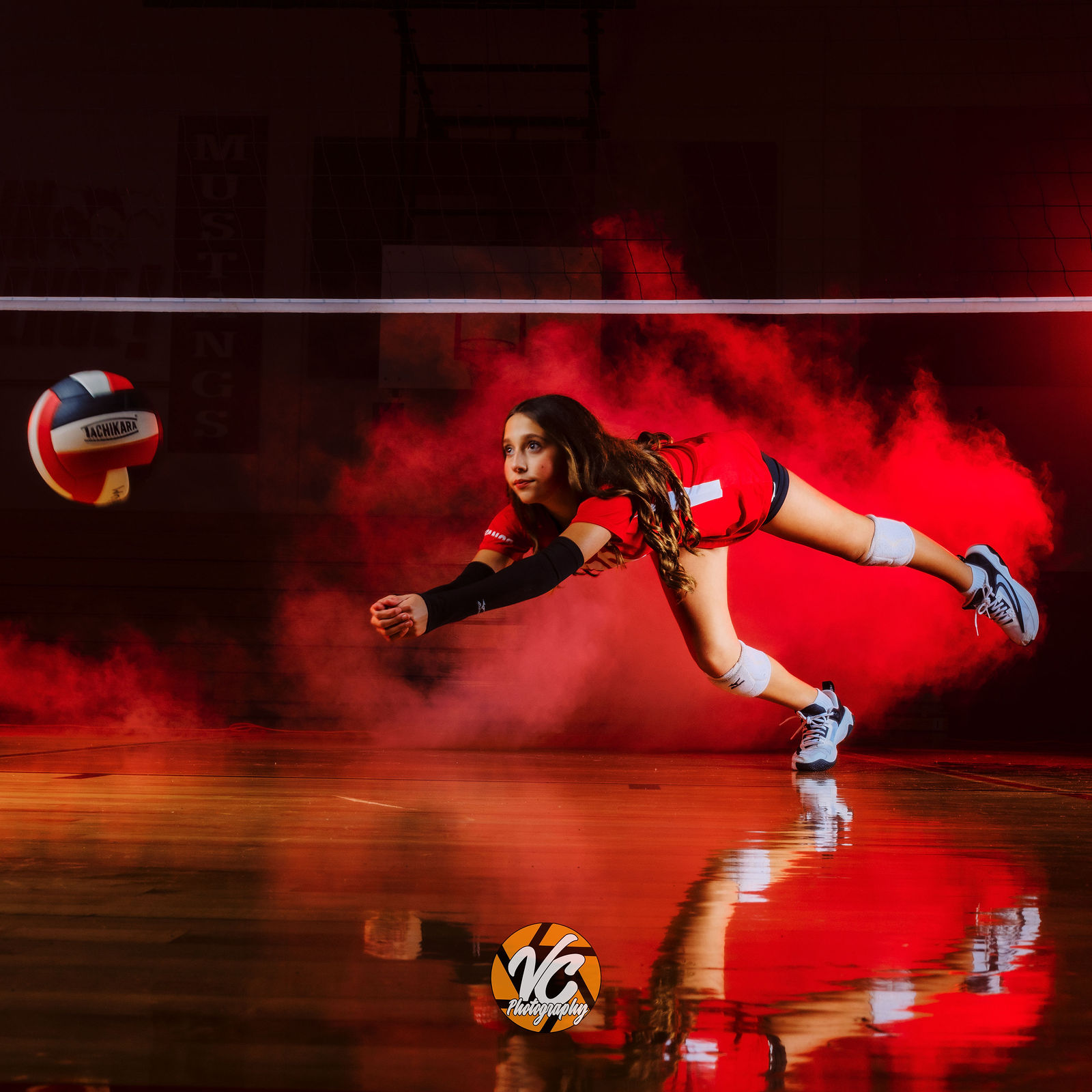 Dahlstrom Middle School volleyball action-inspired sports portrait in Central Texas
