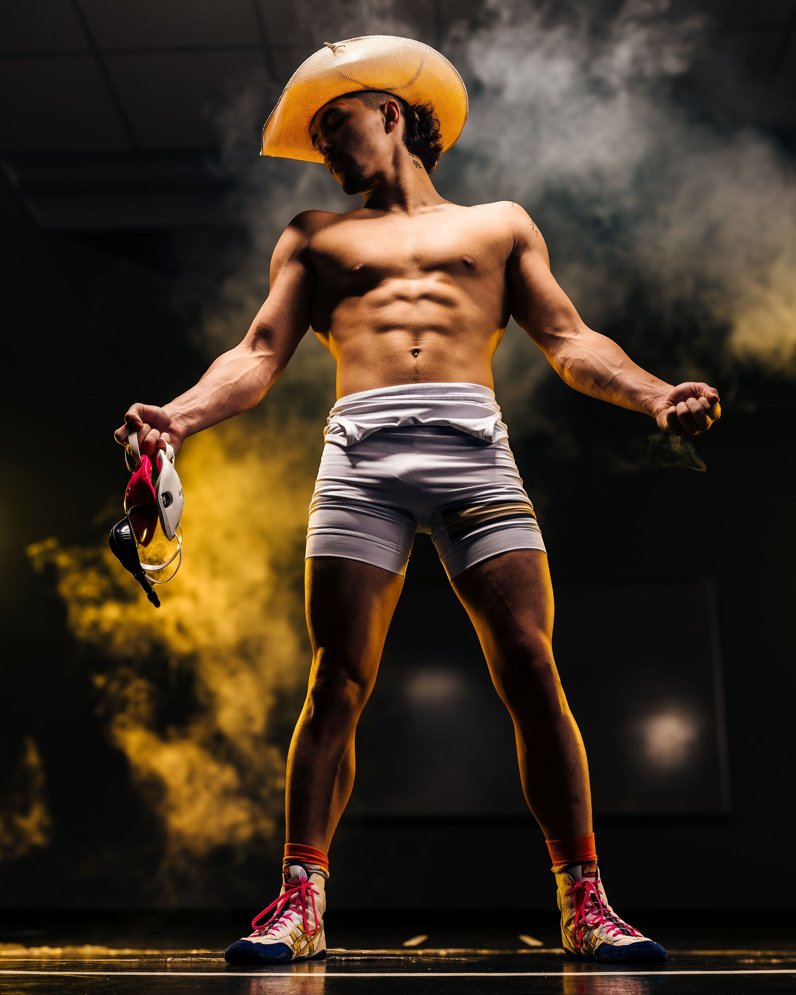 Central Texas wrestling athlete photographed during a cinematic media day
