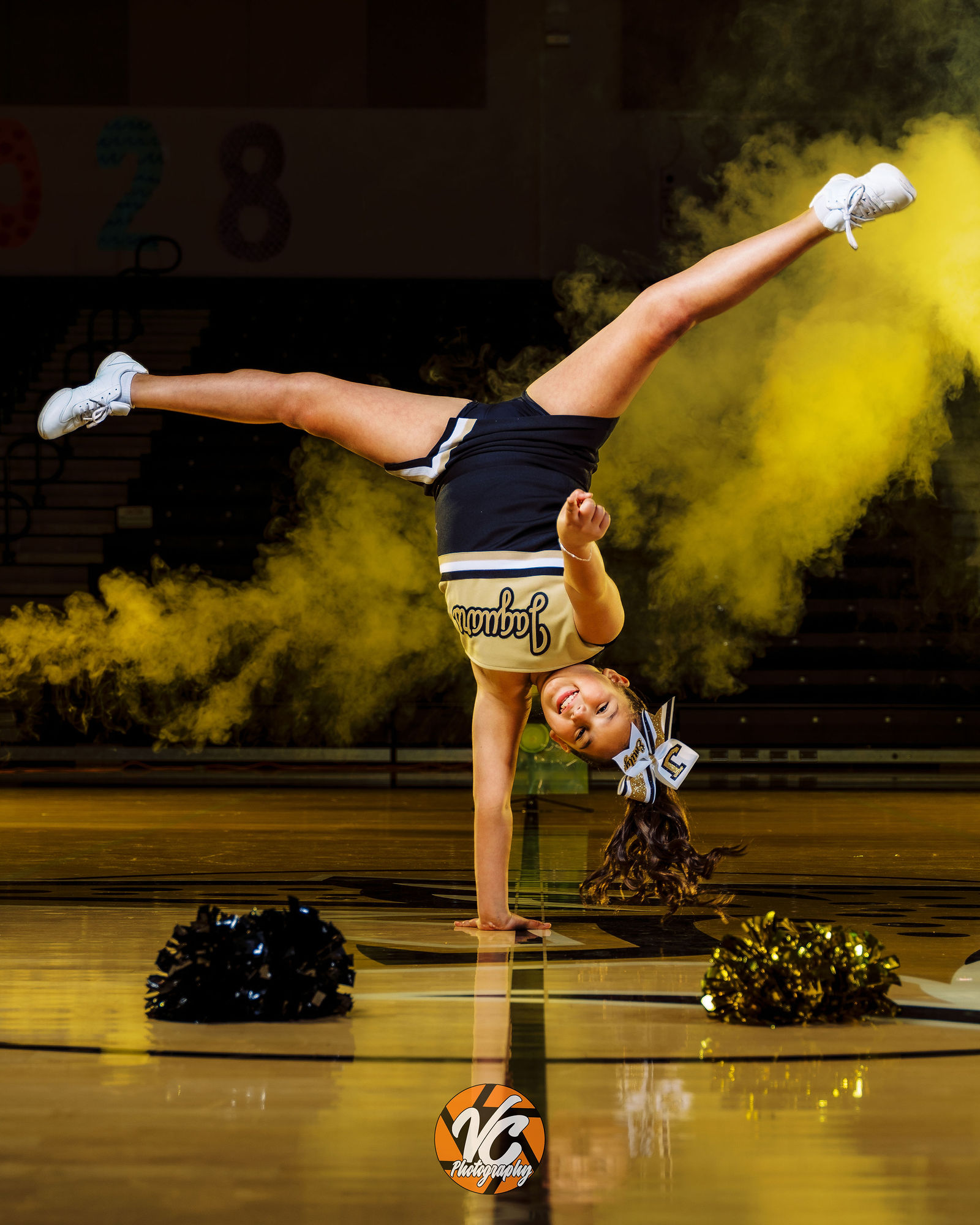 Youth cheer media day portrait by Austin sports photographer VC Photography