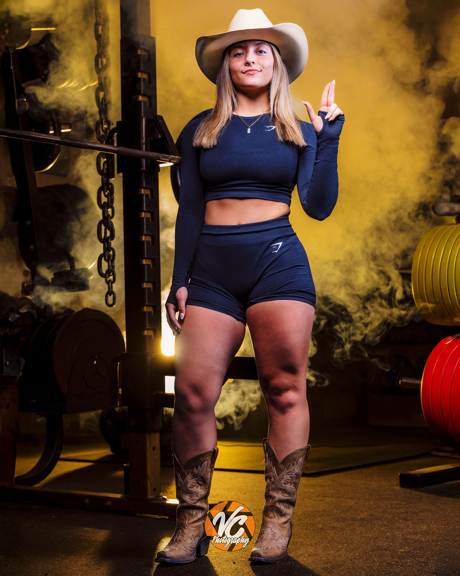 High school powerlifting athlete branding portrait for Johnson Jaguars in Central Texas