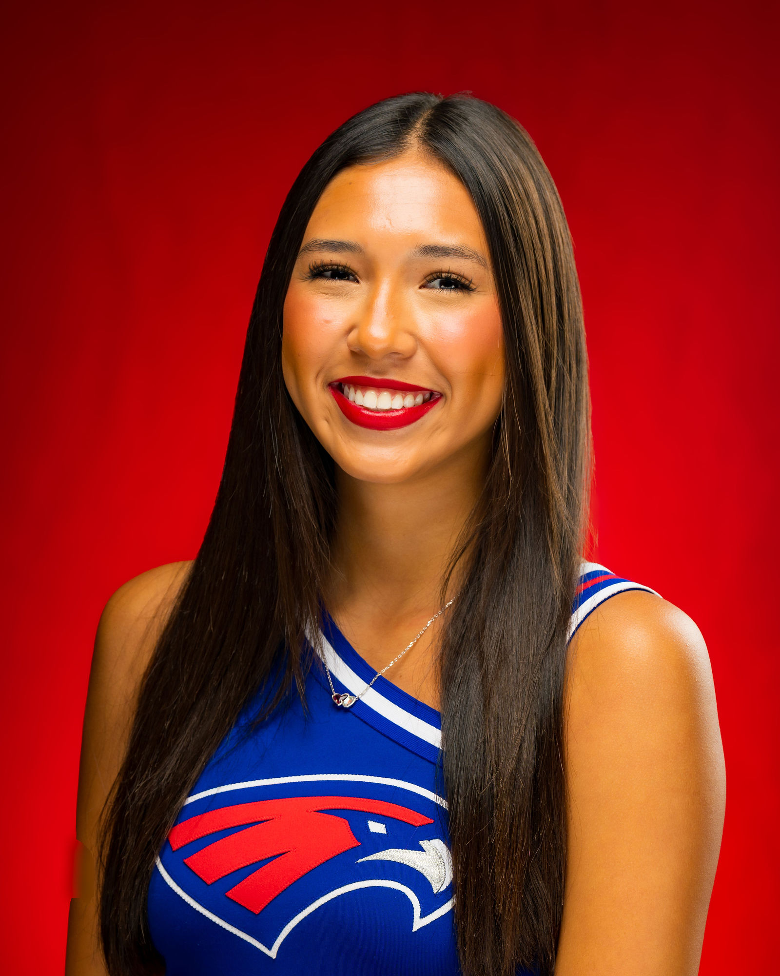 Hays High School cheerleader team headshot photographed at Barton Middle School