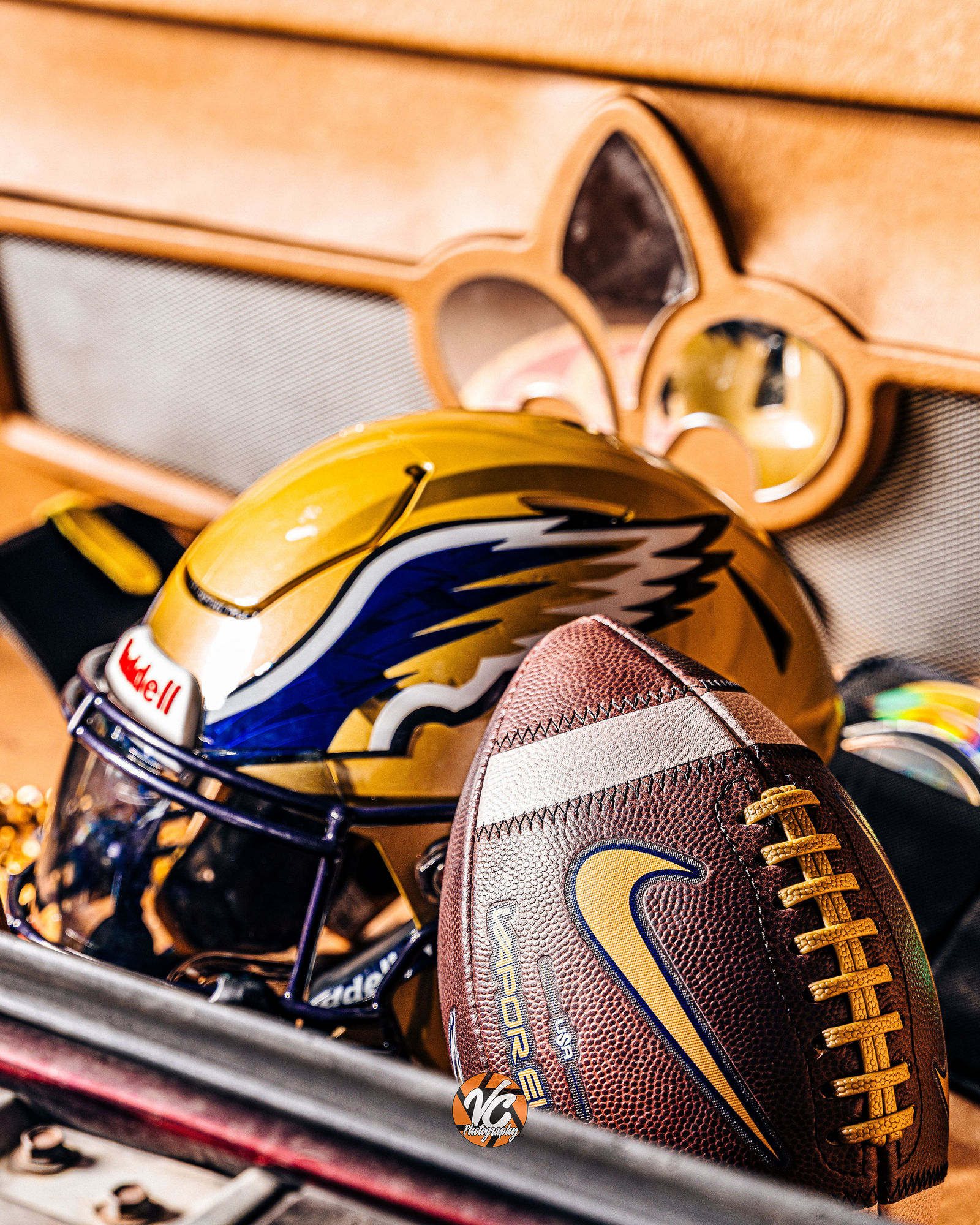 High-impact Akins Eagles football portrait from the 2026 varsity media day in Austin