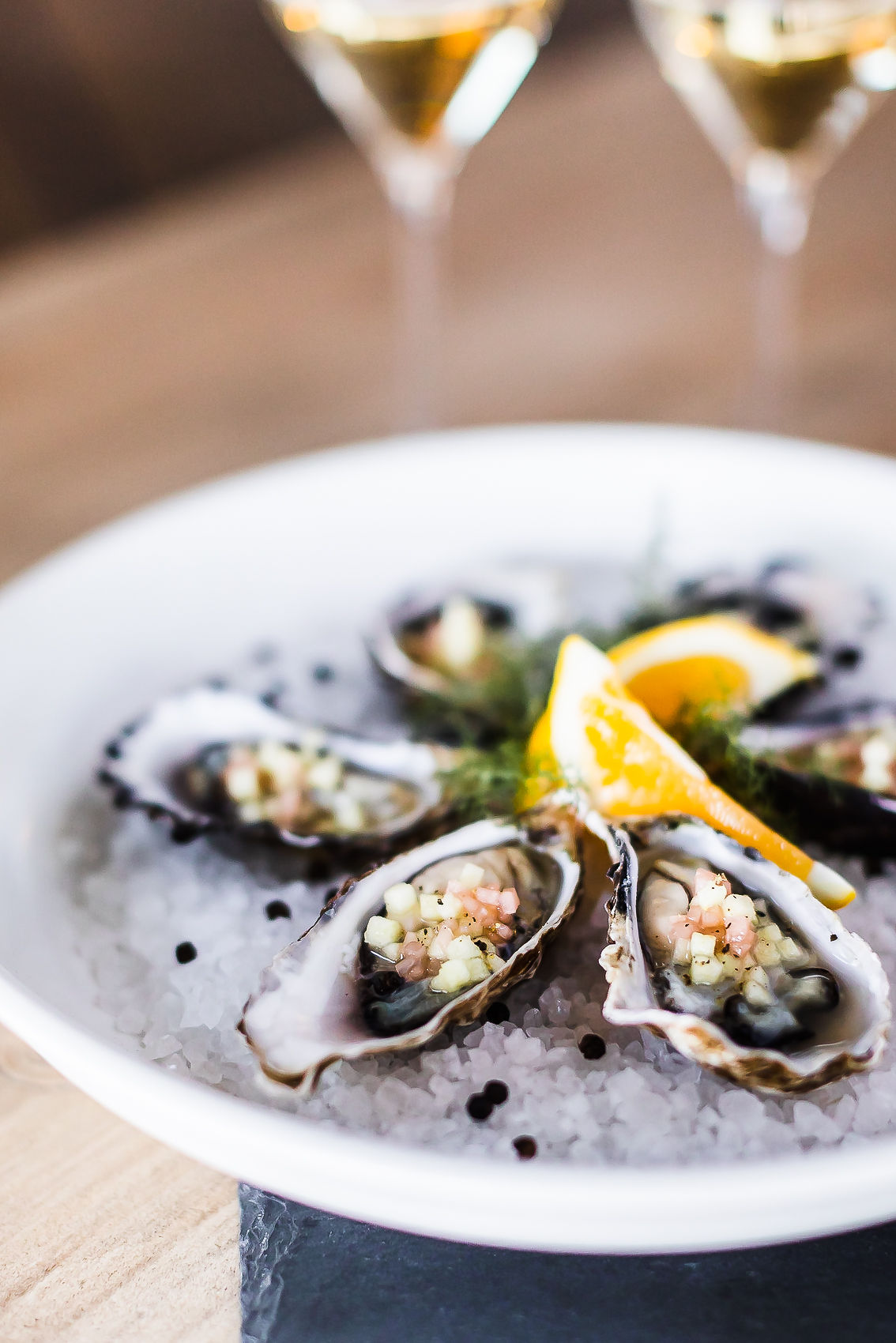 Hospitality and wine brand detail, oysters and champagne