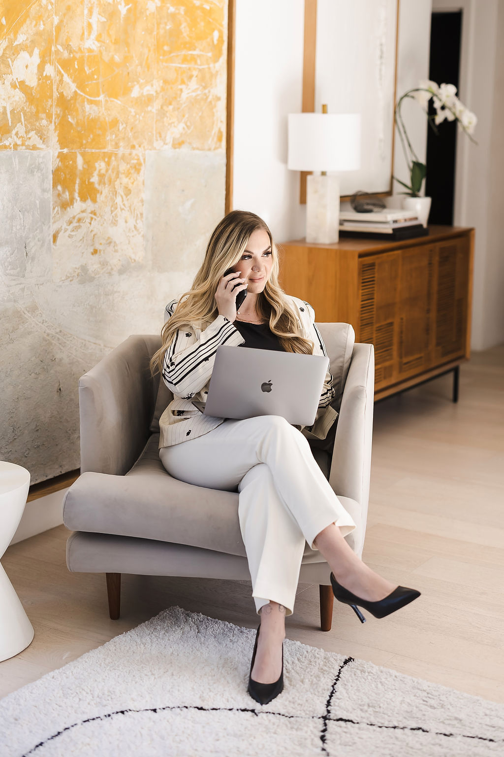Founder brand portrait, on the phone