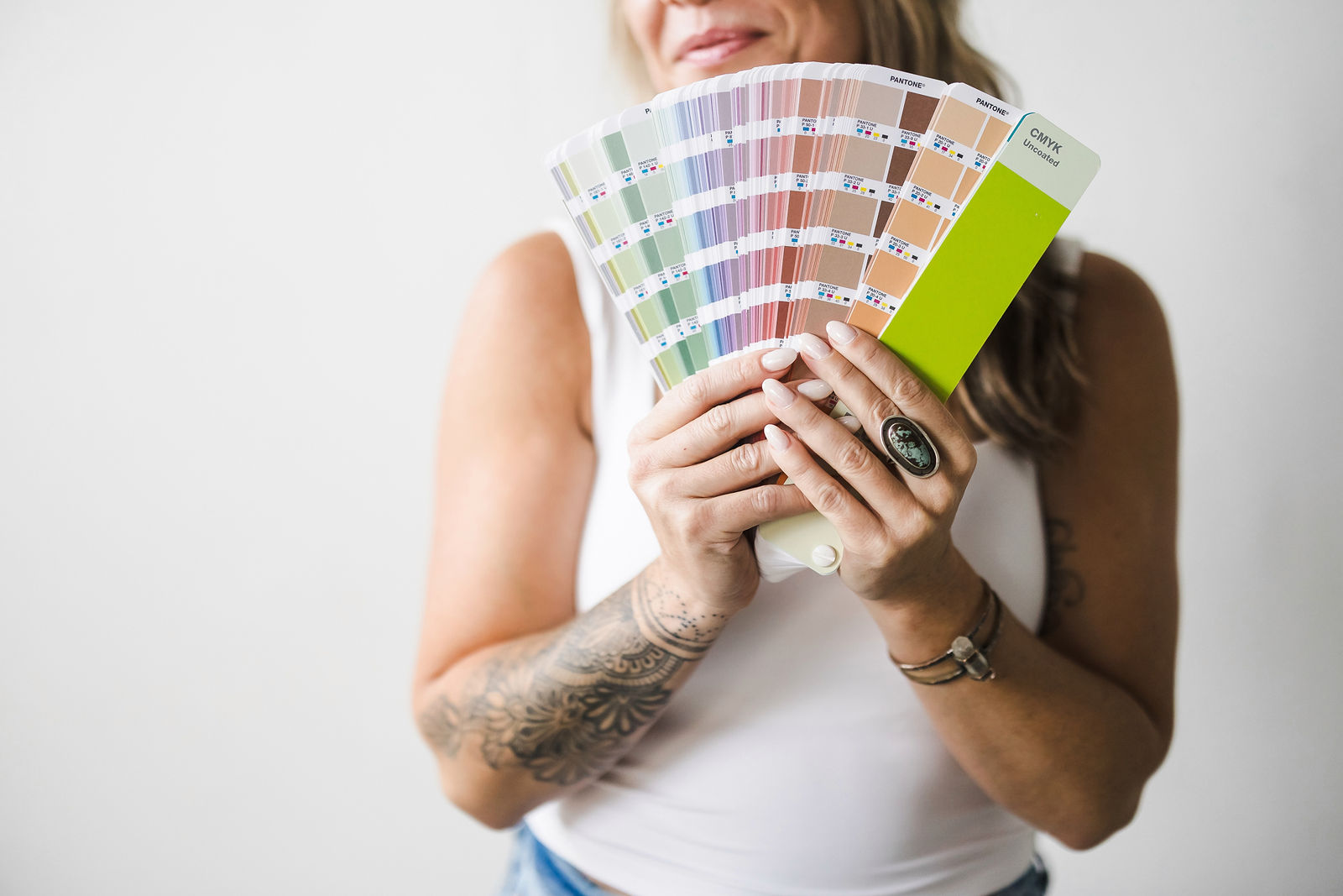 Interior design brand portrait, paint swatches