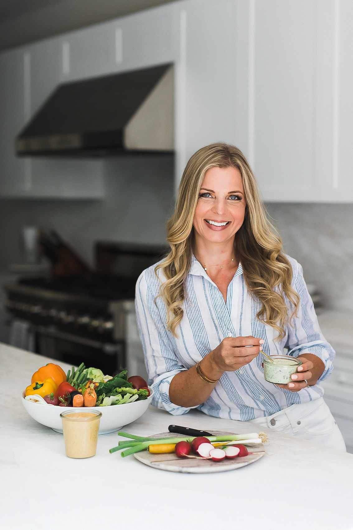 Wellness brand portrait, kitchen food prep