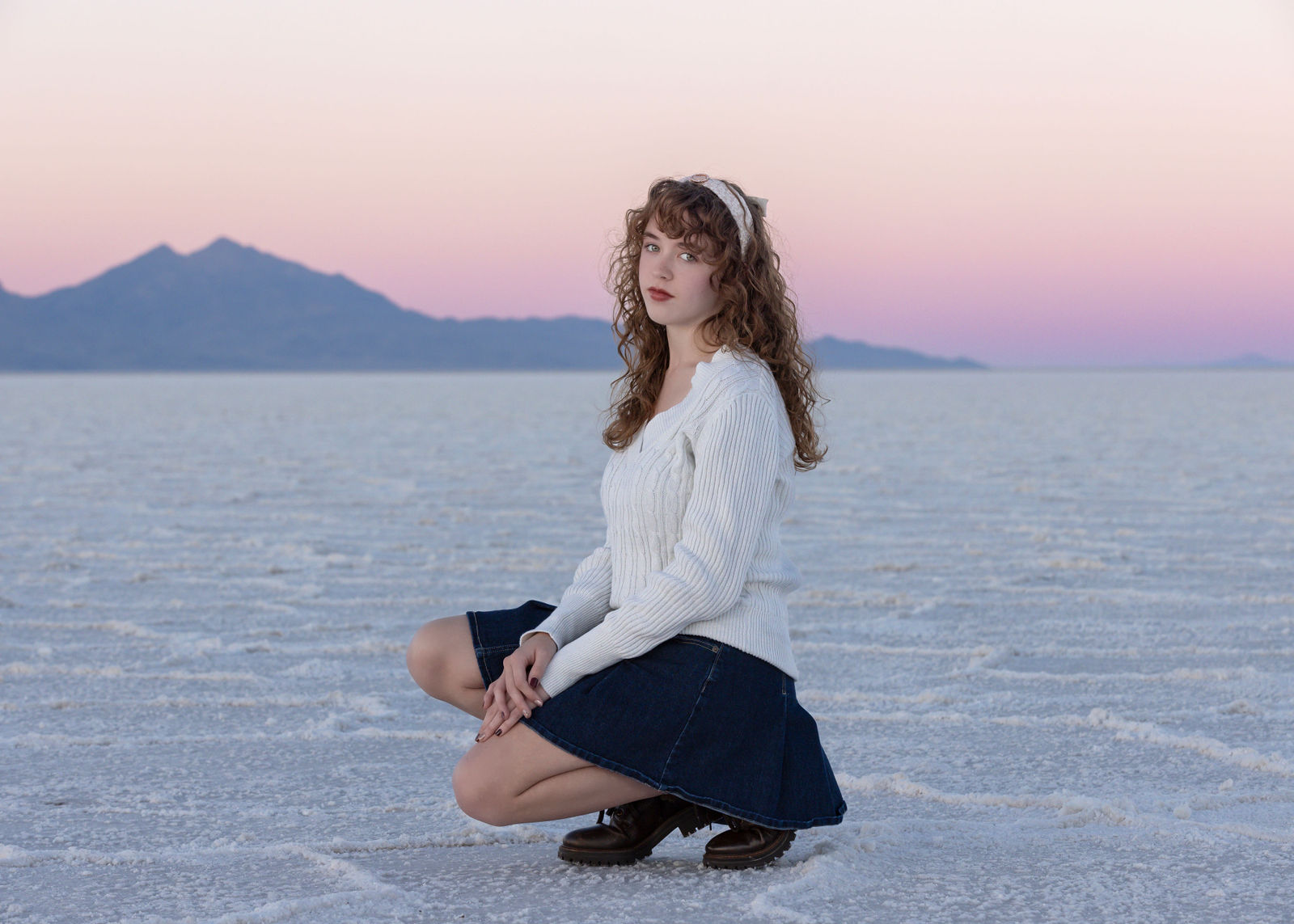 Close-up senior portrait with natural skin tones and true-to-color editing at Salt Flats