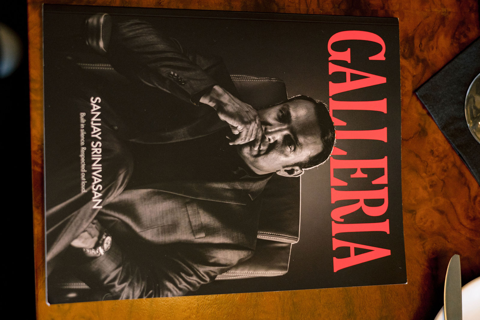 The first issue, Sanjay Srinivasan on the cover, flat on the table.