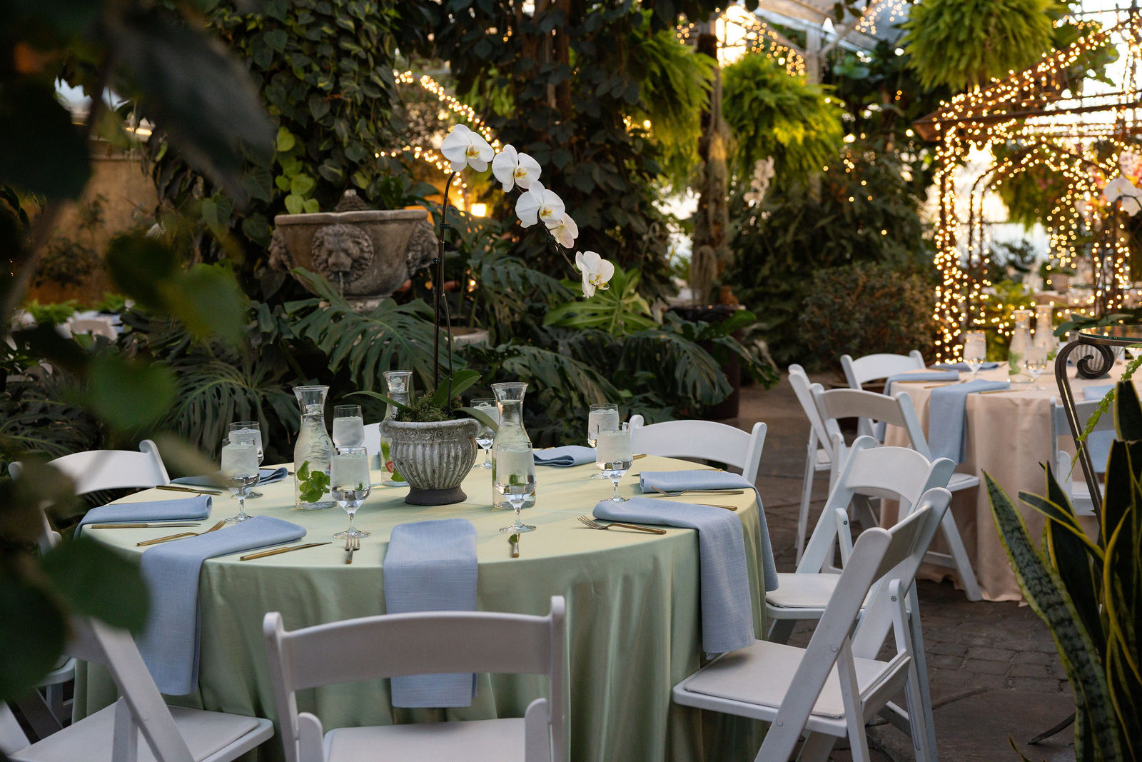 Le Jardin greenhouse interior event setup Utah