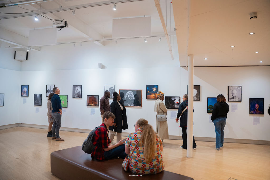 Visitors in the Aworan exhibition
