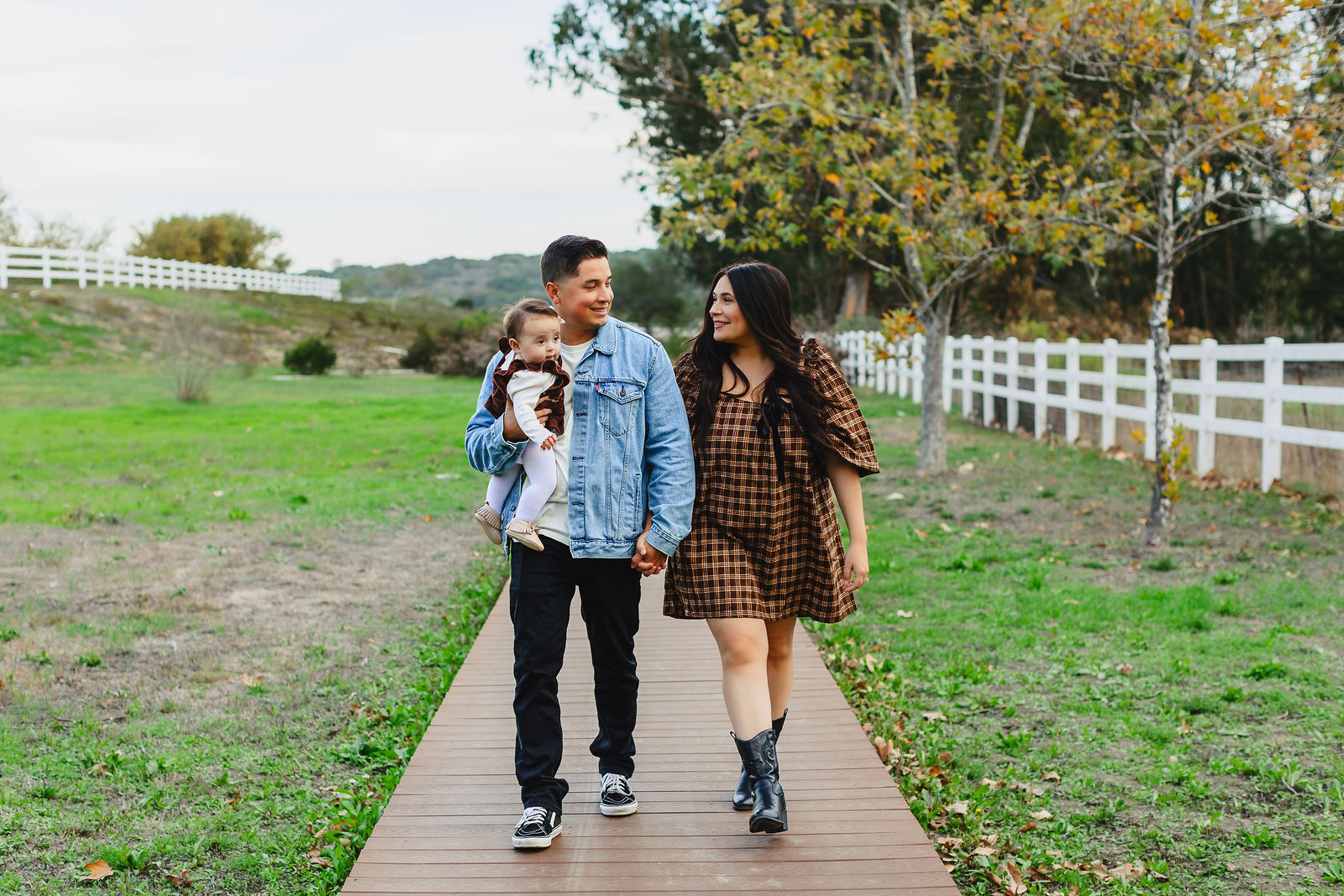 Family portrait walking outdoors
