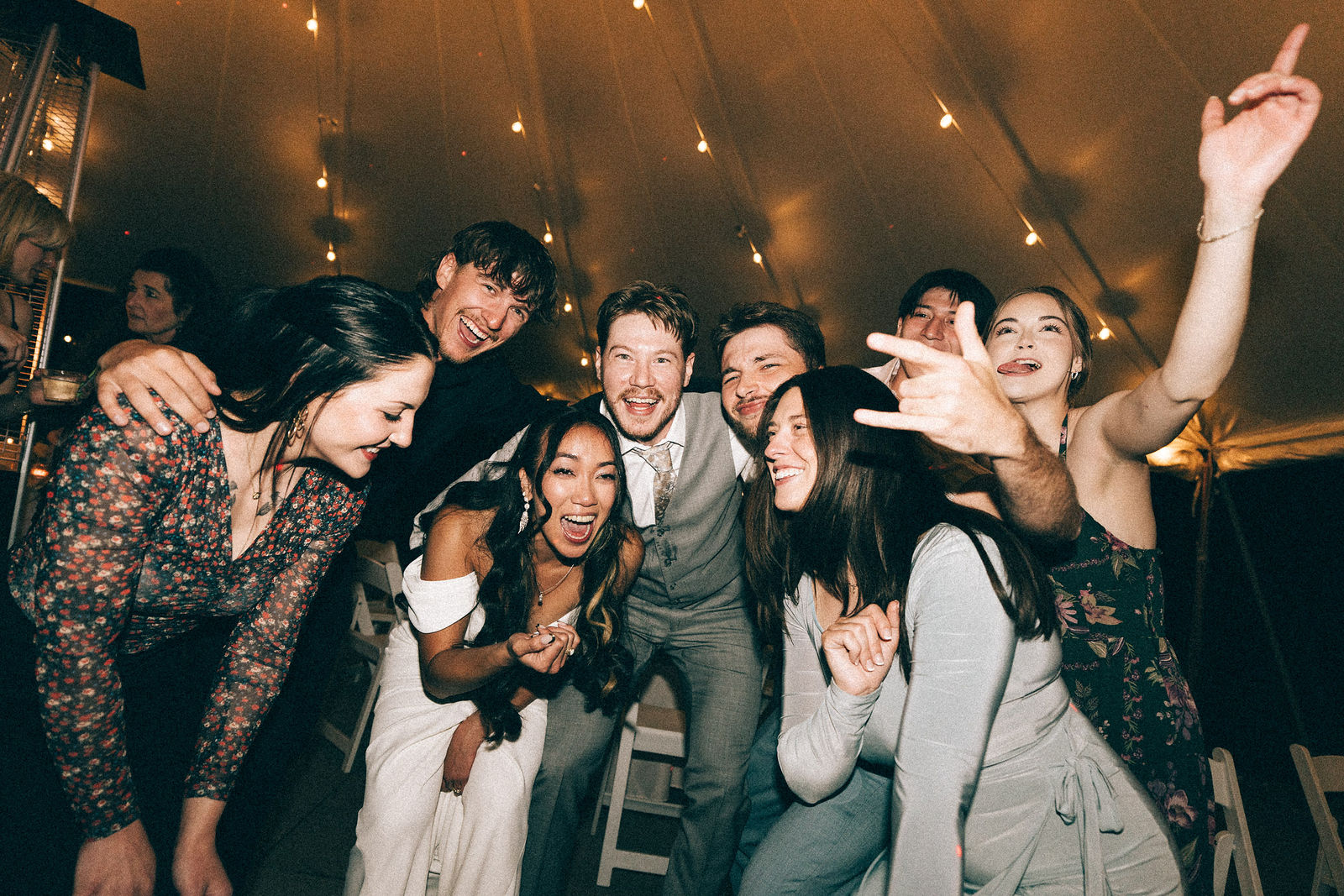 Friends celebrating together at the reception