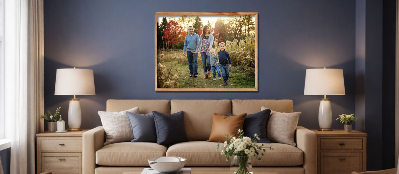 Before It's Gone gallery showcase - framed family portrait in living room