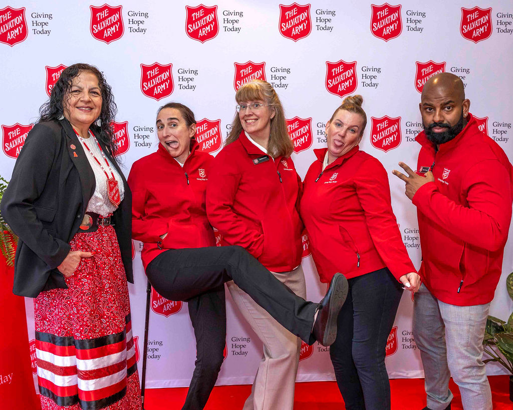 Salvation Army staff in red