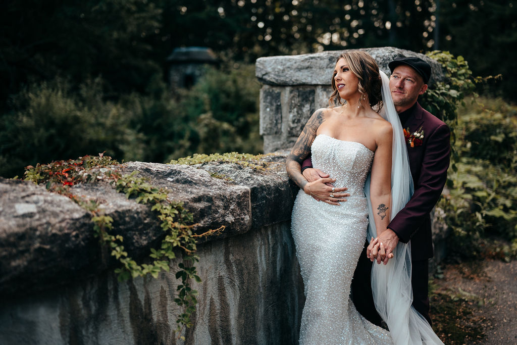 Kristin and Mike on the stone steps at Searles Castle