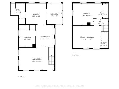 Sample 2D floor plan for a two-story home
