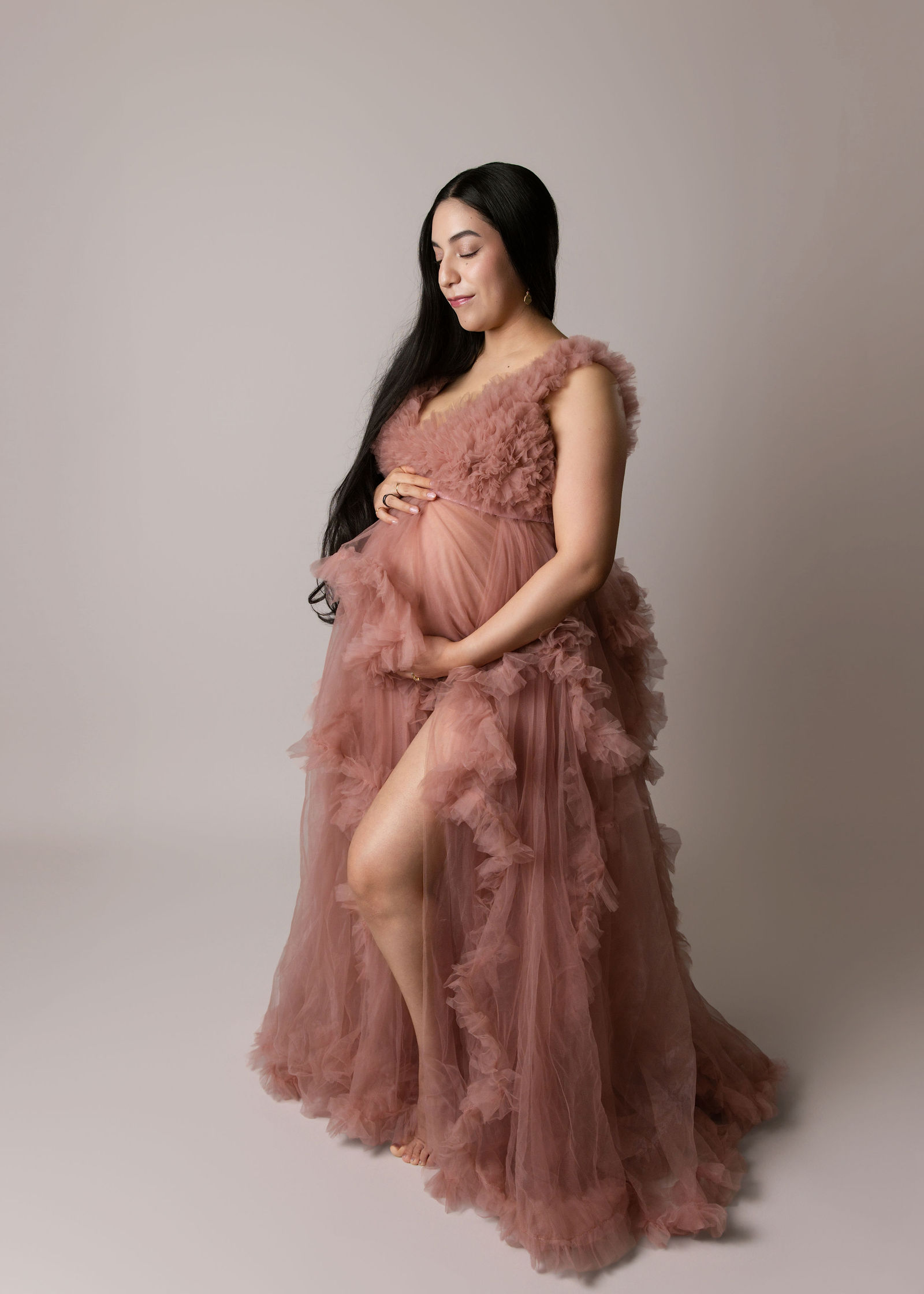 Layton Utah studio maternity session with neutral styling