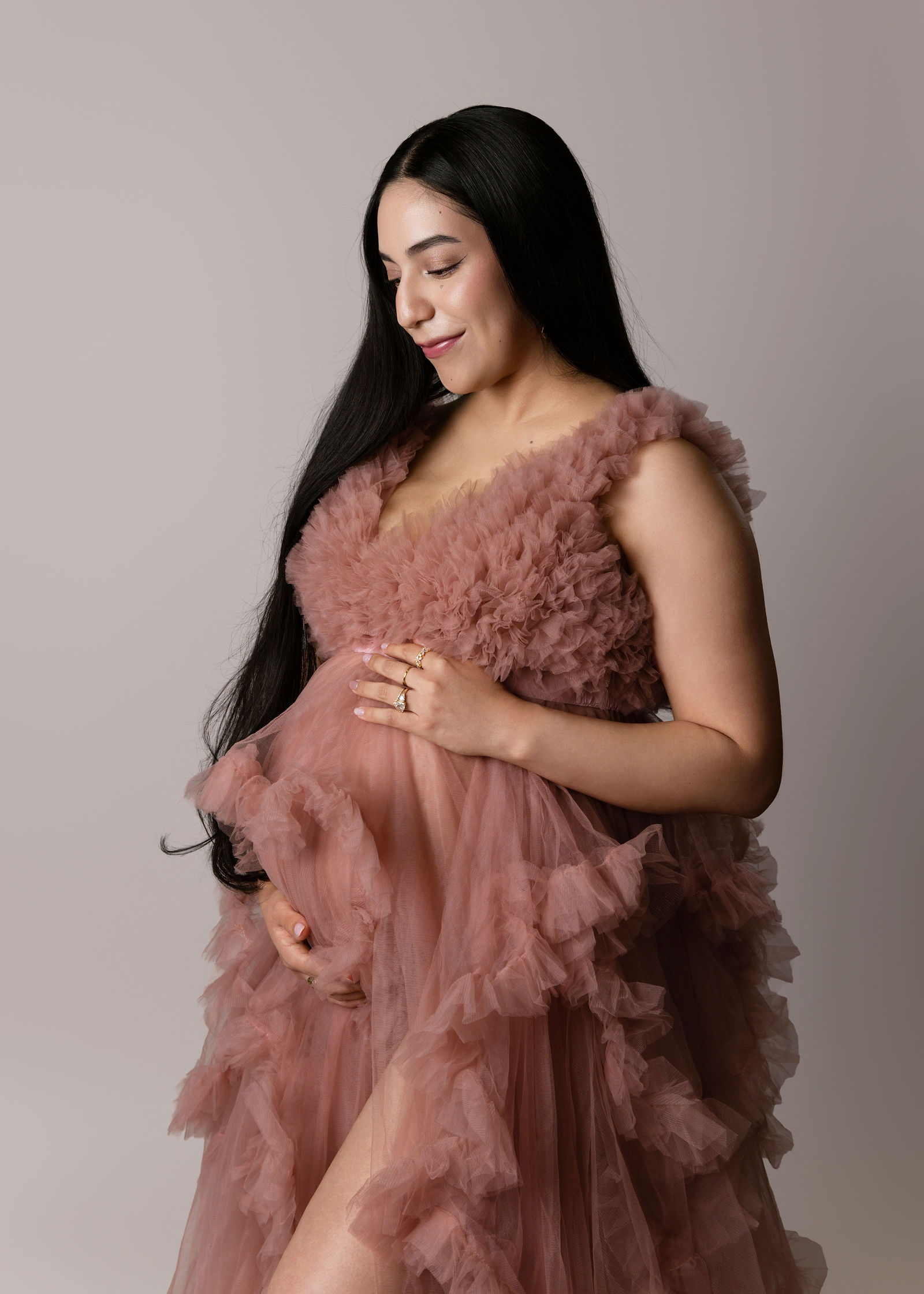 Layton studio maternity photographer capturing soft, natural maternity portraits