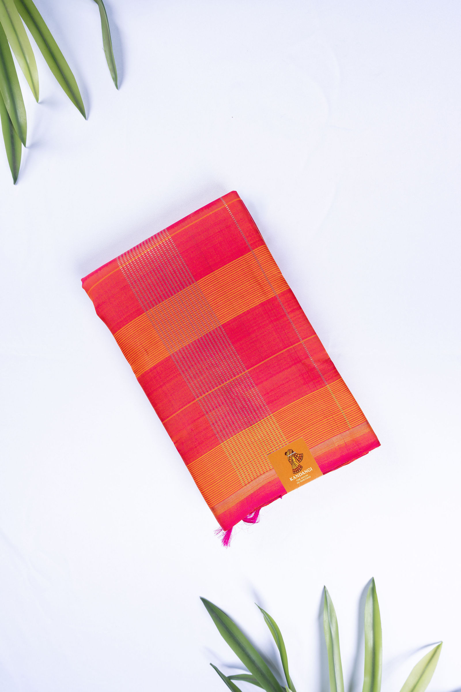 Cobalt & Mustard Heritage Checked Silk Saree Pure silk sarees online in India | Kandangi Sarees — Handpicked Sarees