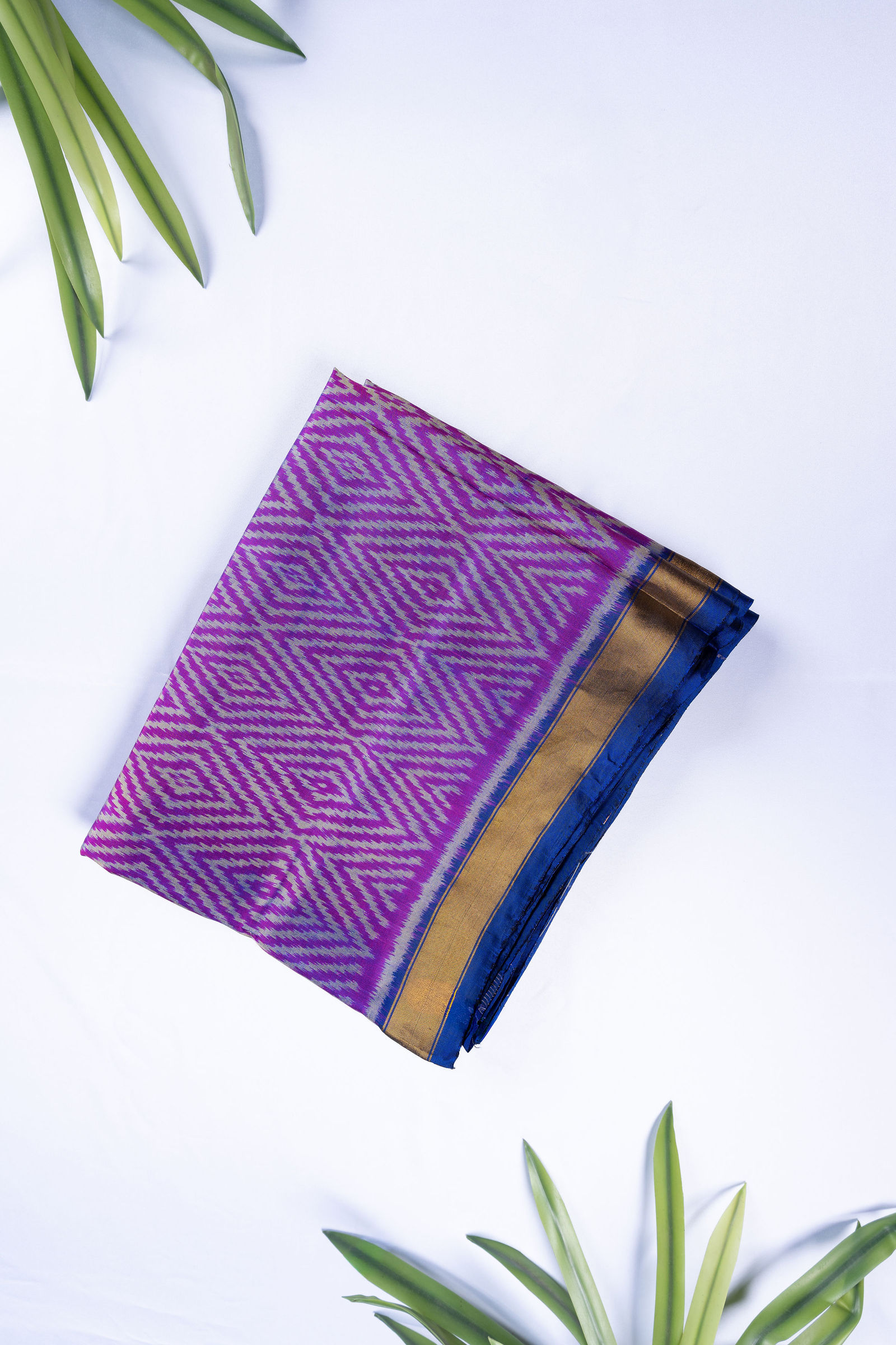 Royal Indigo & Magenta Diamond Ikat Saree Pure silk sarees online in India | Kandangi Sarees — Handpicked Sarees