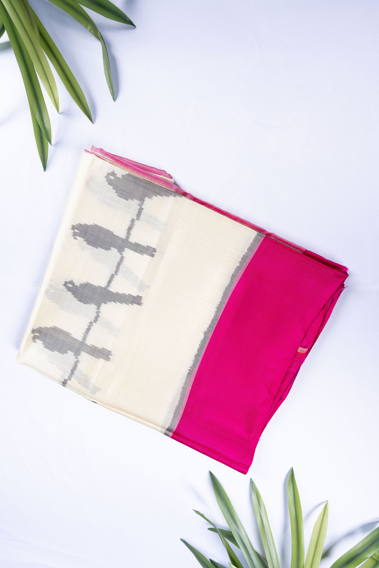 Ivory Tussar Avian Heritage Ikat Saree Pure silk sarees online in India | Kandangi Sarees — Handpicked Sarees