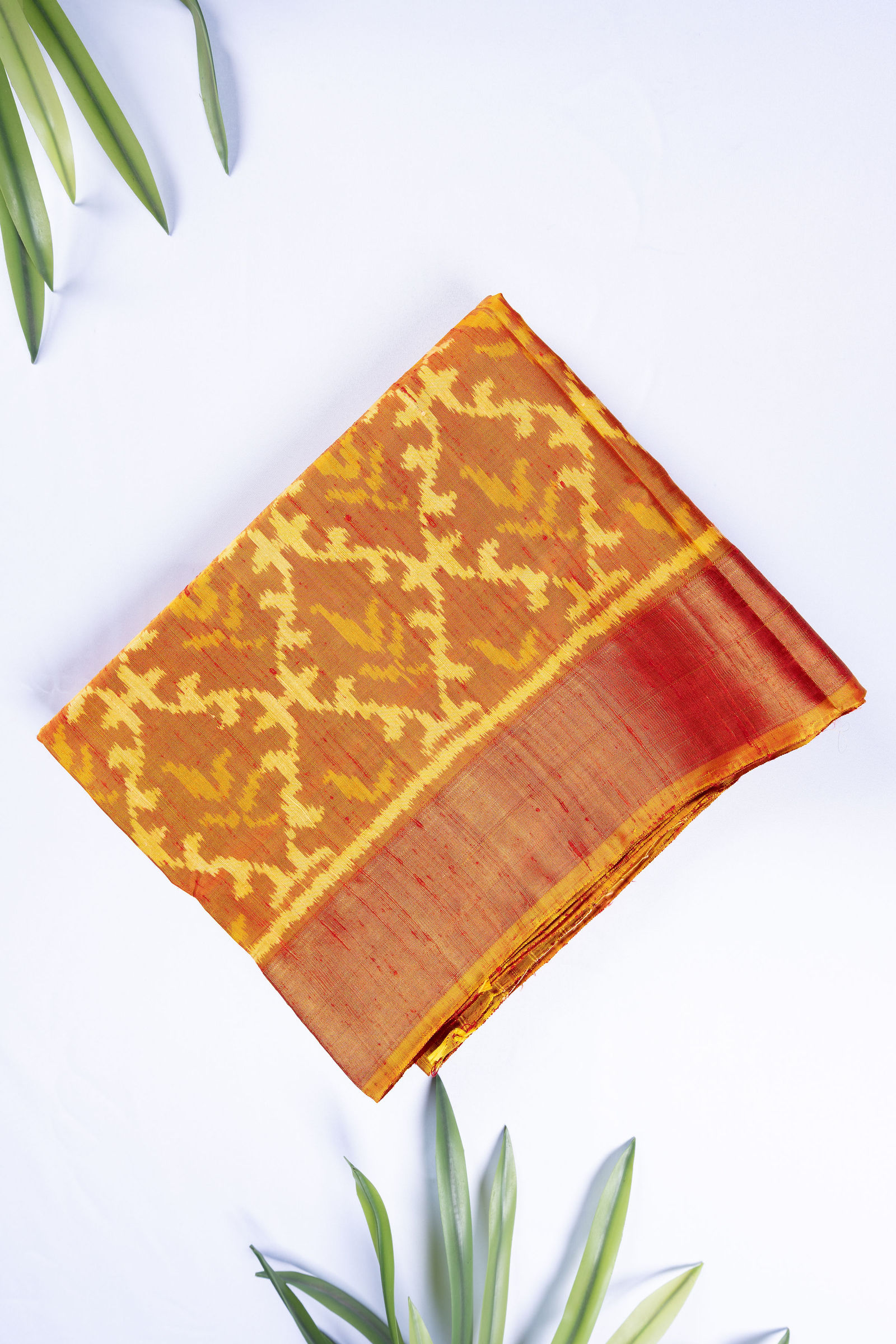 Olive & Ochre Raw Silk Patola Heritage Saree Pure silk sarees online in India | Kandangi Sarees — Handpicked Sarees