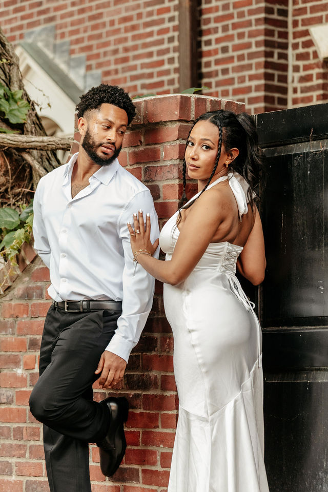 Wedding couple photographed during their celebration