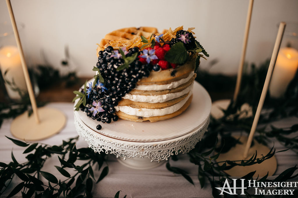 Berry-topped wedding cake