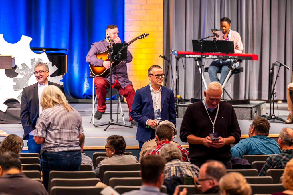 The worship band on stage