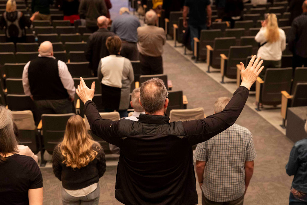 Hands raised during worship